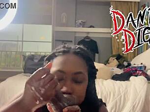 Two ebony hotties kicked off a wild DICK SUCKING CONTEST swapping their boyfriends in a steamy game