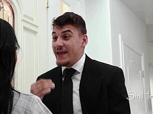 Slippery celebration massage turned into sensual sex