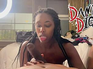 Two ebony hotties kicked off a wild DICK SUCKING CONTEST swapping their boyfriends in a steamy game