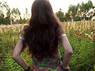 What if this skinny brunette teen gets real amateur outdoor anal creampie in the forest during romantic exhibitionist adventure?