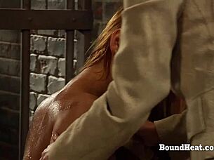 Wow! Lesbian mistress unlocks the chains on her bound submissive after intense training!