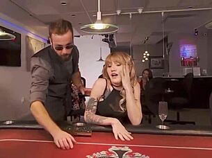 hey, this shemale is sucking that croupier so hard right now