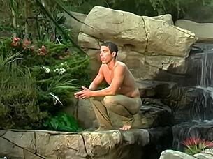 This lucky mofo licked her big clit by the waterfall so she gave him a handjob!