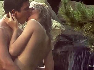 This lucky mofo licked her big clit by the waterfall so she gave him a handjob!