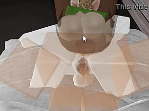 roblox whore rides noob cock cowgirl for creampie!