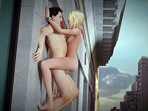 In a thrilling rooftop encounter, Spiderman and Gwen engage in passionate intimacy under the night sky. Their superhero chemistry ignites as they connect intensely.