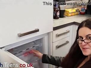 British 18 Year Old Emo Girl With Glasses Eats Cum-Topped Ice Cream