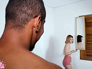 Teen Latina gets tight pussy licked and hardcore fucked by black monster cock in homemade interracial scene