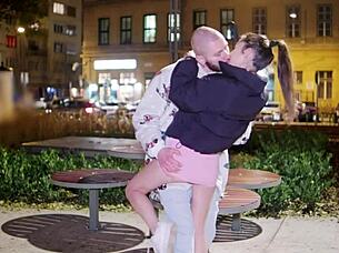 tiny italian teen rides huge cock outdoors begging for creampie breeding