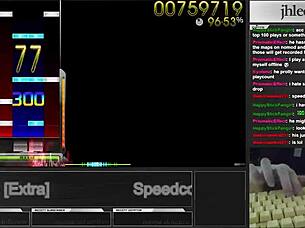 The player tackled Osu Mania with jhlee0133 in speedcore mode at 300 dt achieving 95.06 percent