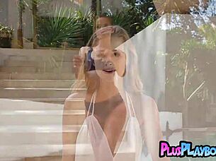 I feel so aroused posing in hot lingerie outdoors exposing my stunning blonde milf body