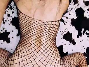 Wife plays prostitute in roleplay with lingerie and stockings at home 😏