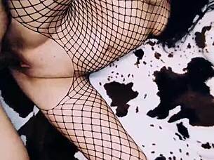 Wife plays prostitute in roleplay with lingerie and stockings at home 😏