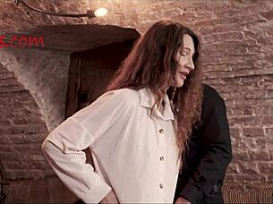 Pornstar redhead endures whipping and humiliation in first BDSM session as submissive slave