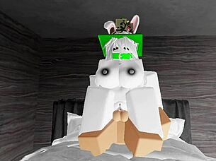 roblox whore rides noob cock cowgirl for creampie!