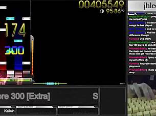 The player tackled Osu Mania with jhlee0133 in speedcore mode at 300 dt achieving 95.06 percent