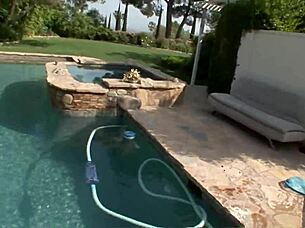 Amateur poolboy gets intriguing outdoor POV action by the water.