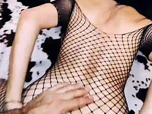 Wife plays prostitute in roleplay with lingerie and stockings at home 😏