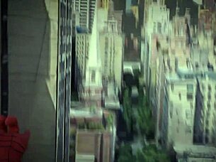 In a thrilling rooftop encounter, Spiderman and Gwen engage in passionate intimacy under the night sky. Their superhero chemistry ignites as they connect intensely.