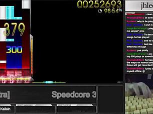 The player tackled Osu Mania with jhlee0133 in speedcore mode at 300 dt achieving 95.06 percent