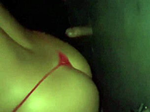 Wife enjoys creampie orgasm from big cock at glory hole in swing house