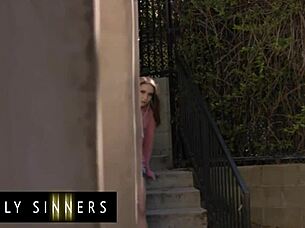 Hot Step Daughter Gets Caught Sneaking Home From School By Stepdad But What If He Teaches Her A Lesson With Wet Pussy Lick And Doggystyle Fucking?