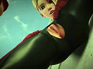 In a thrilling rooftop encounter, Spiderman and Gwen engage in passionate intimacy under the night sky. Their superhero chemistry ignites as they connect intensely.