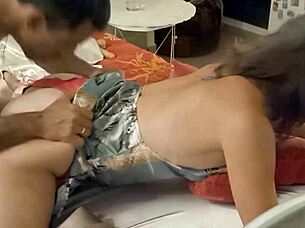 French amateur in green satin nightie and pink panties gets bent over for pov ass licking and rimjob action 😈🍑