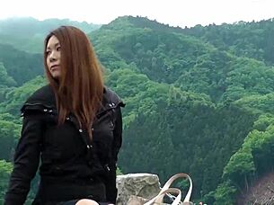 kai miharu, you slutty japanese, take that hairy beaver fucking outdoors with cum