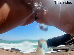 hey, wanna watch peeing and wild sex on the beach with this skinny latina teen?