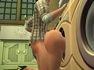 Milf Bent Over Getting Dripping Anal From Boyfriend With Deepthroat And Rough Cumshot In Washing Machine