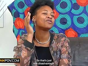 Oh man, this amateur ebony pussy getting pounded rough doggystyle outdoors at casting... so hot!