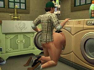 Milf Bent Over Getting Dripping Anal From Boyfriend With Deepthroat And Rough Cumshot In Washing Machine