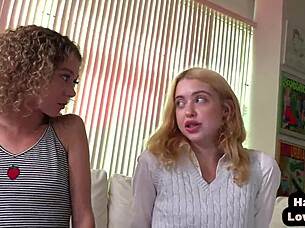 Tiny Handjob Babes Jerking Pov Dick In Erotic Threesome With Petite Teens