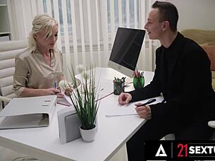 Oh yes! Naughty blonde Zazie Skymm pees on herself then fucks coworker in wild anal office romp!