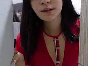 neighbor lets me in after i get locked out and shows off her sexy uniform with big tits and ass before we get wild in cowgirl