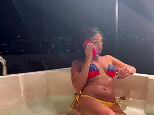 latina hotwife with sexy tan lines sneaks around with muscular white stud for intense interracial ride