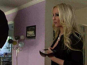 blonde slut diana doll in lingerie and heels bends over for deep anal with giant cock gaping her asshole