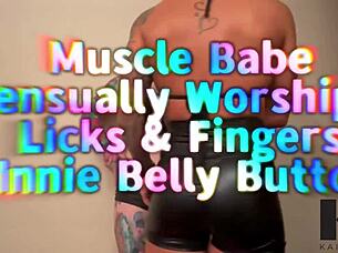 Curvy Muscle Goddess Teases With Sensual Licks And Fingers Exploring Deep Innie Belly Button Worship