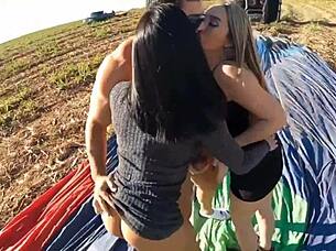 Brazilian Beauty In Lingerie And Heels Teases With Dildo, Flashing Muscular Body In High-Rise Exhibitionist Solo Play