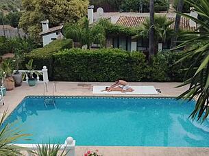 fucking hard on the pool terrace with tru kait and chris diamond in rooftop sex