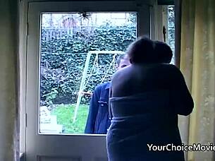 Whoa, check out this chubby mature housewife with massive saggy tits in homemade fun 😍