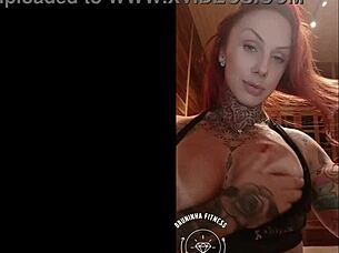 Redhead Teases Fans With Rosy Tits On Webcam