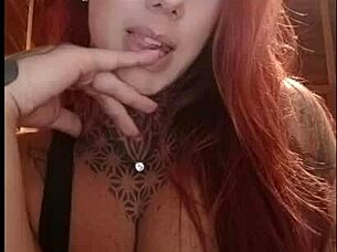 Redhead Teases Fans With Rosy Tits On Webcam
