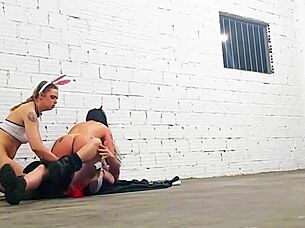 Muscular Bodybuilder Pounds Two Sexy Amateurs With Monster Cock In Garage Cowgirl Ride