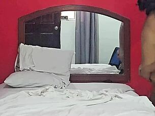 Chaparrita ninfómana multiorgásmica wore blindfold for horny young guy to fuck without condom and creampie inside with rich moans