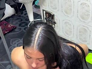 delicious kitchen encounter with curvy latina in tight dress