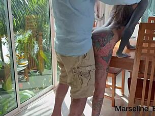 brunette submissive slut gets deepthroat face fucked rough on desk squirting part 1