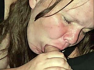 Wife Spits on Cock, Moans Loudly, and Deepthroats Relentlessly