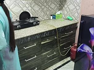 Hey, watch this desi Indian beauty with big boobs show how to get wild in the kitchen with seduction